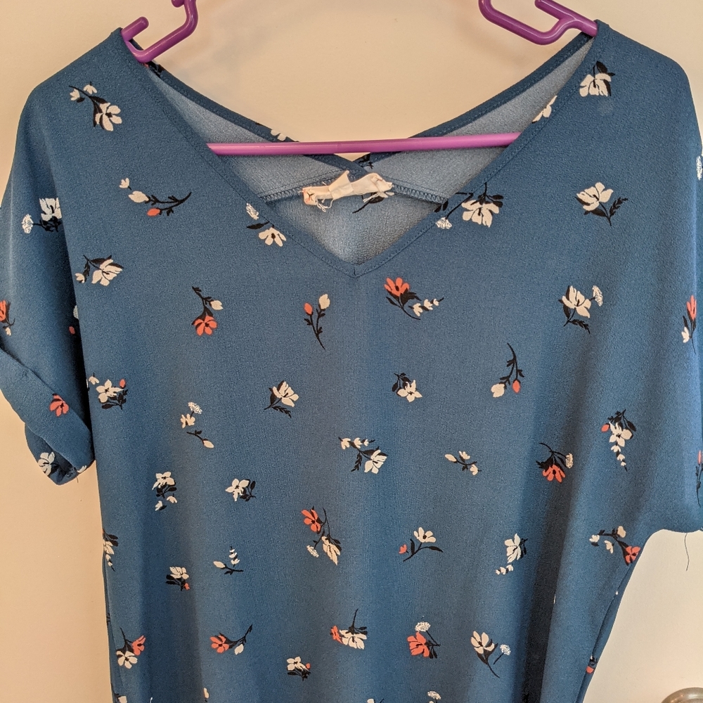 Navy v neck blouse